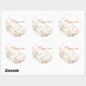 Pastel Lente Bloemen Gelukkig Pasen Ronde Sticker (Vel)
