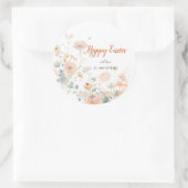 Pastel Lente Bloemen Gelukkig Pasen Ronde Sticker (Tas)