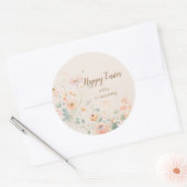 Pastel Lente Bloemen Gelukkig Pasen Ronde Sticker (Envelop)
