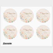 Pastel Lente Bloemen Gelukkig Pasen Ronde Sticker (Vel)