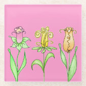 Pastel Lente Bloemen Glazen Onderzetter (Voorkant)