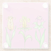 Pastel Lente Bloemen Glazen Onderzetter (Achterkant)