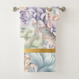 PASTEL LENTE BLOEMEN GOUDEN BADKAMER HANDDOEK SET