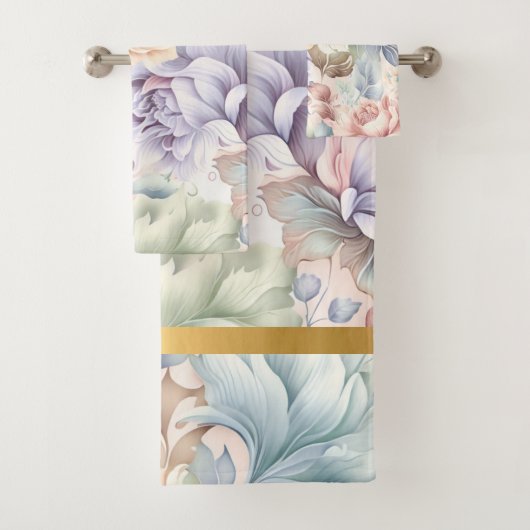 PASTEL LENTE BLOEMEN GOUDEN BADKAMER HANDDOEK SET (Insitu)