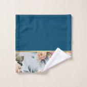 PASTEL LENTE BLOEMEN NAVY 2 BADKAMER HANDDOEK SET (Wasdoekje)