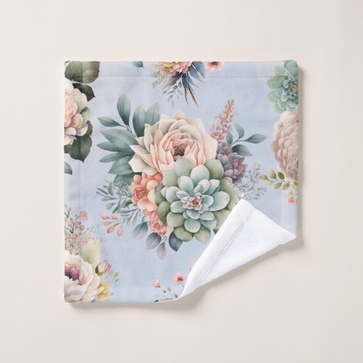 PASTEL LENTE BLOEMEN NAVY BADKAMER HANDDOEK SET (Wasdoekje)