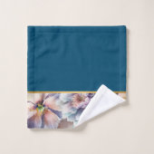 PASTEL LENTE BLOEMEN NAVY BADKAMER HANDDOEK SET (Wasdoekje)
