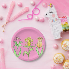 Pastel Lente Bloemen Papieren Bordje