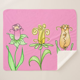 Pastel Lente Bloemen Sherpa Deken