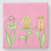 Pastel Lente Bloemen Stenen Onderzetter (Voorkant)