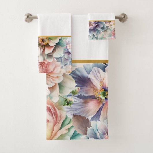 PASTEL LENTE BLOEMEN WITTE BADKAMER HANDDOEK SET (Insitu)