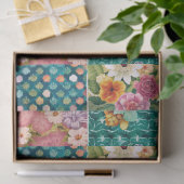 Pastel lente bloemige patchwork decoupage papier (Geschenk)