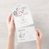 Pastel lente blush roze bloemenelegante bruiloft all in one uitnodiging (Afscheurbaar)