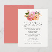 Pastel Lente Bruiloft Bloemen Bruiloft Gast Detail Informatiekaartje (Voorkant / Achterkant)