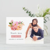 Pastel lente bruiloft bloemenbruiloft foto bedankkaart (Staand voorkant)