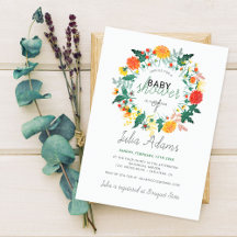 Pastel lente dahlia wilde bloemenkrans babyshower