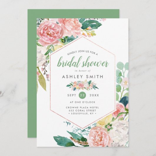 Pastel Lente | Moderne Bloemrijke Frame Bruidsdouc Kaart (Voorkant / Achterkant)