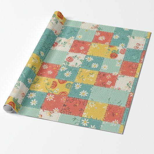Pastel lente roos patroon cadeaupapier (Uitgerold)