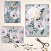 Pastel Lente Waterverf Bloemen Rozen Inpakpapier Vel