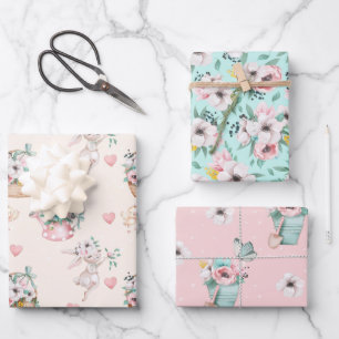 Pastel Lentebloemen Inpakpapier Vellen