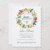 Pastel Lentekrans van Dahlia's Wilde Bloemen Baby  Kaart (Voorkant)