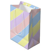 Pastel-lentestripes Medium Cadeauzakje (Voorkant Gekanteld)