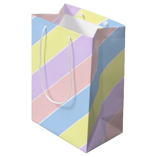 Pastel-lentestripes Medium Cadeauzakje (Achterkant Gekanteld)