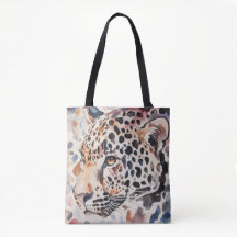 Pastel Leopard Head Schouder Canvas tas
