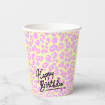 Pastel Leopard Print Gelukkige Verjaardag Papieren