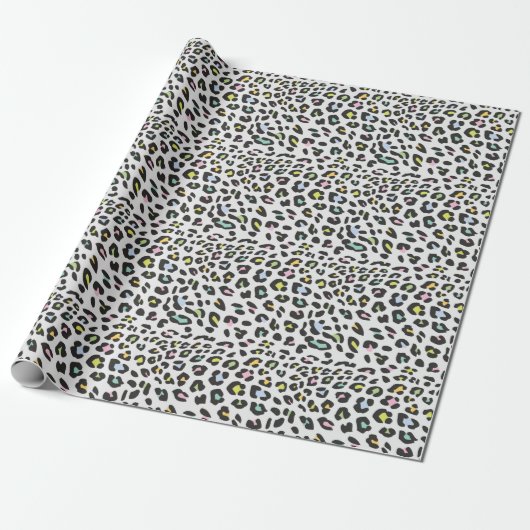 Pastel Leopard Spot Patroon Cadeaupapier (Uitgerold)