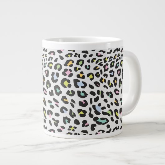 Pastel Leopard Spot Patroon Grote Koffiekop (Voorkant rechts)