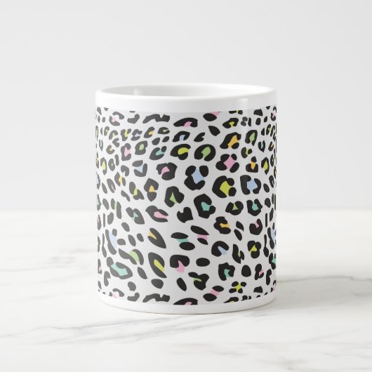 Pastel Leopard Spot Patroon Grote Koffiekop (Voorkant)