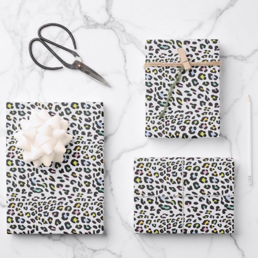 Pastel Leopard Spot Patroon Inpakpapier Vel (Voorkant)