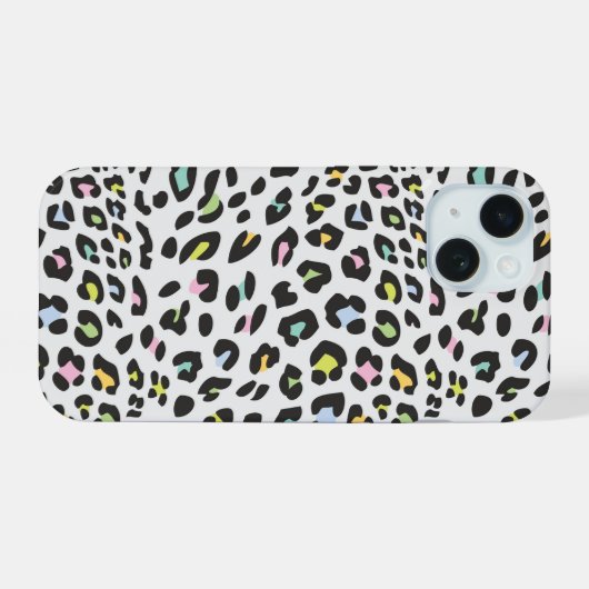 Pastel Leopard Spot Patroon iPhone 15 Case (Achterkant horizontaal)