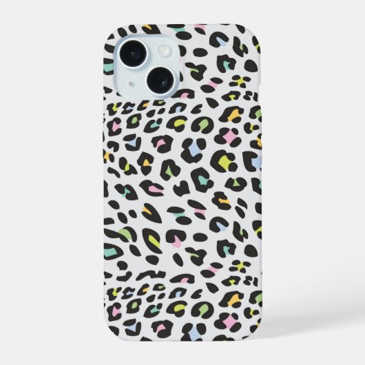 Pastel Leopard Spot Patroon iPhone 15 Case (Achterkant)