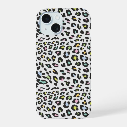 Pastel Leopard Spot Patroon iPhone 15 Case (Achterkant)