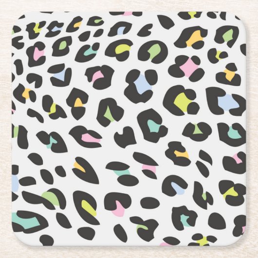 Pastel Leopard Spot Patroon Kartonnen Onderzetters (Voorkant)