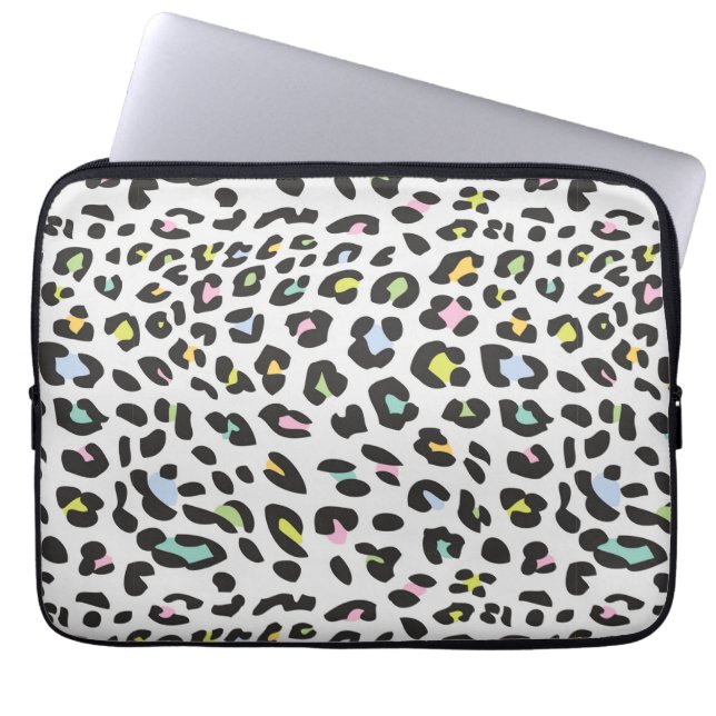 Pastel Leopard Spot Patroon Laptop Sleeve (Voorkant)