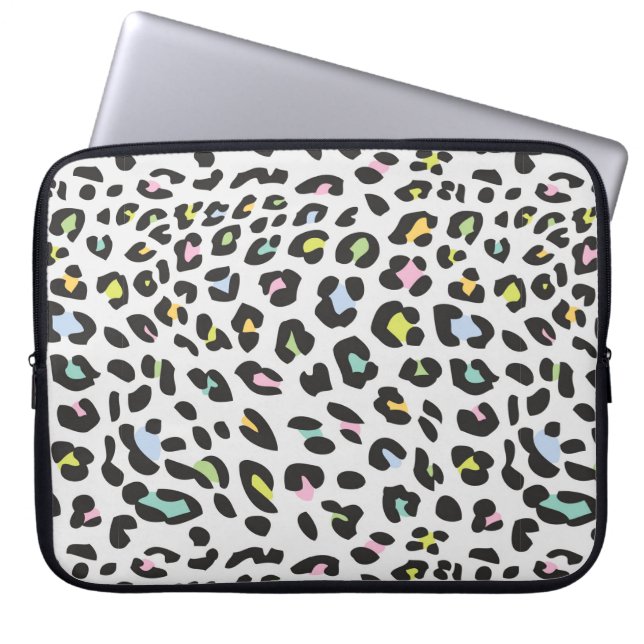 Pastel Leopard Spot Patroon Laptop Sleeve (Voorkant)