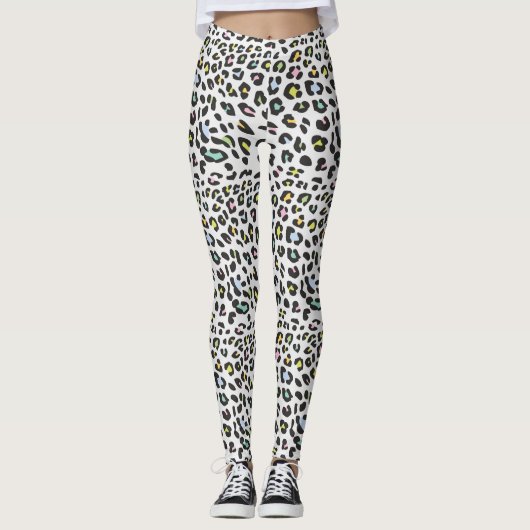 Pastel Leopard Spot Patroon Leggings (Voorkant)
