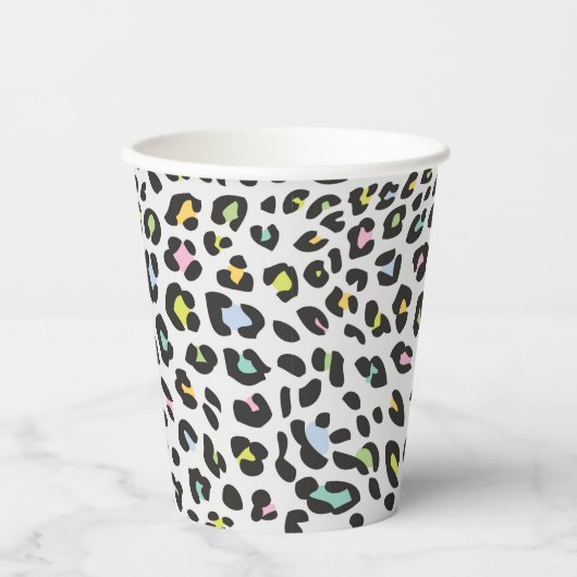 Pastel Leopard Spot Patroon Papieren Bekers (Voorkant)