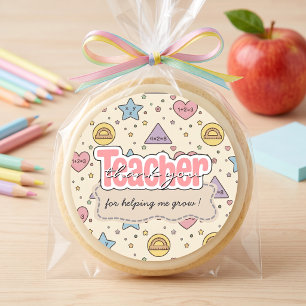 Pastel Leraar Wiskunde Vormen Patroon  Ronde Sticker
