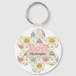 Pastel Leraar Wiskunde Vormen Patroon Sleutelhanger