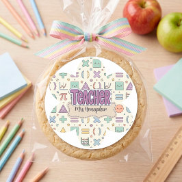 Pastel Lerarendag Waardering Wiskunde Patroon  Ronde Sticker