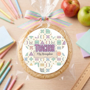 Pastel Lerarendag Waardering Wiskunde Patroon Ronde Sticker