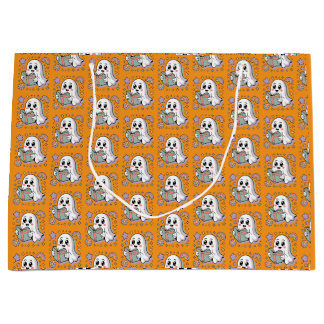 Pastel lezen boek Retro Ghosts Kawaii patroon Groot Cadeauzakje