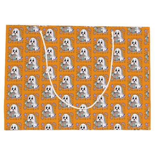 Pastel lezen boek Retro Ghosts Kawaii patroon Groot Cadeauzakje (Achterkant)