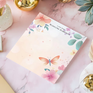 Pastel Libelle Bloementuin Persoonlijke Naam Notitieblok