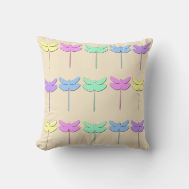 Pastel Libelle Patroon Worp Kussen (Voorkant)
