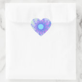 Pastel Licht Blauw, Roze en Paars Fractal Hart Sticker (Tas)